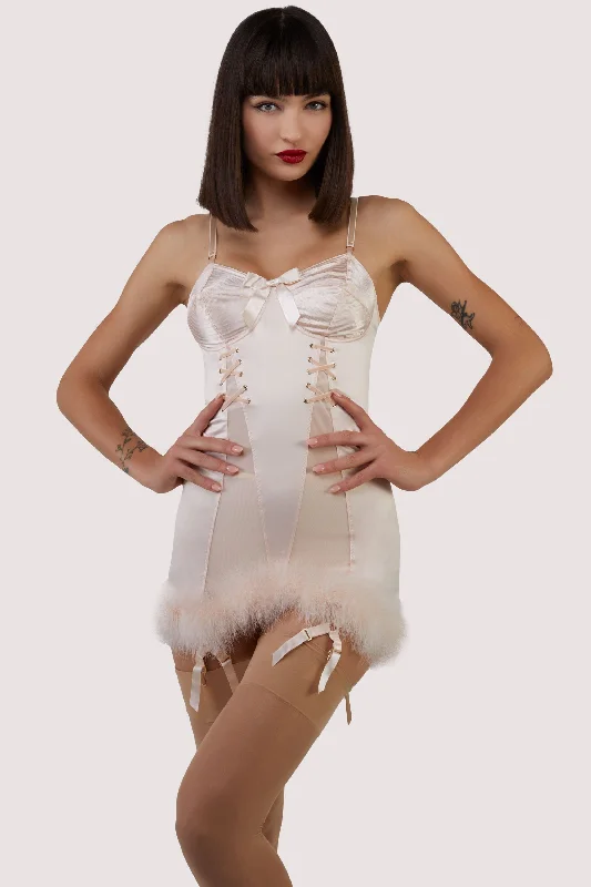 Elsie Peach Spiral Cup Corselette Set