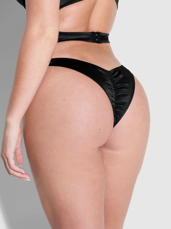 Petra Crotchless Satin Tanga