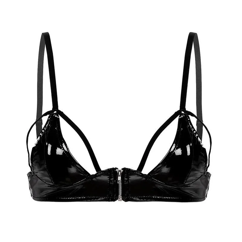 High gloss PVC patent leather sexy bra leather sexy bra