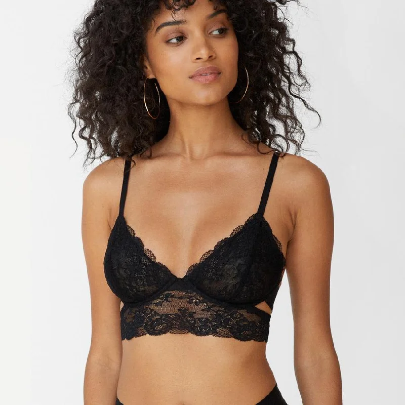 .Monique Morin Wild Lace Long Line Bra in Black