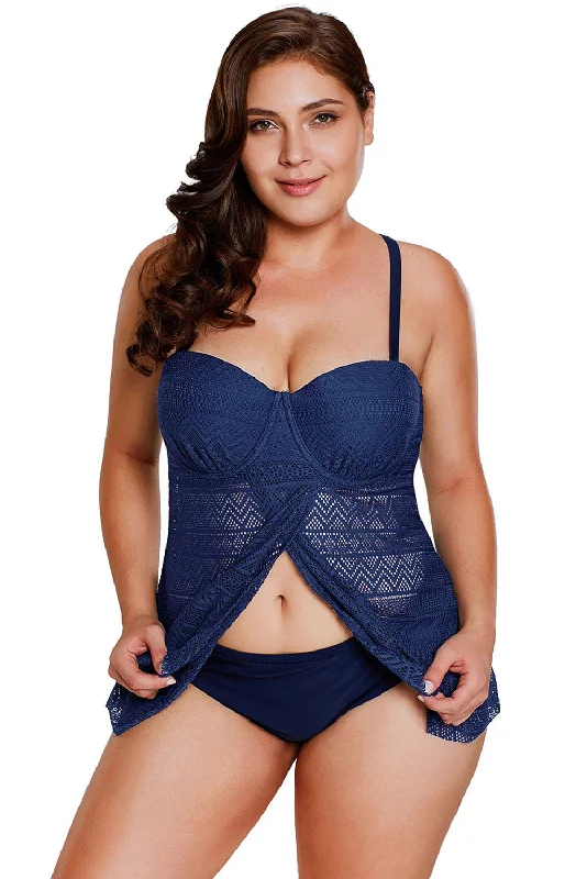 Plus Size Navy Blue Swim Suit