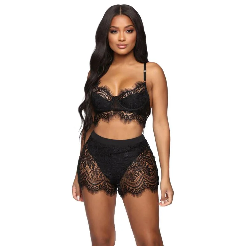 2pcs Lace Shorts Lingerie Set