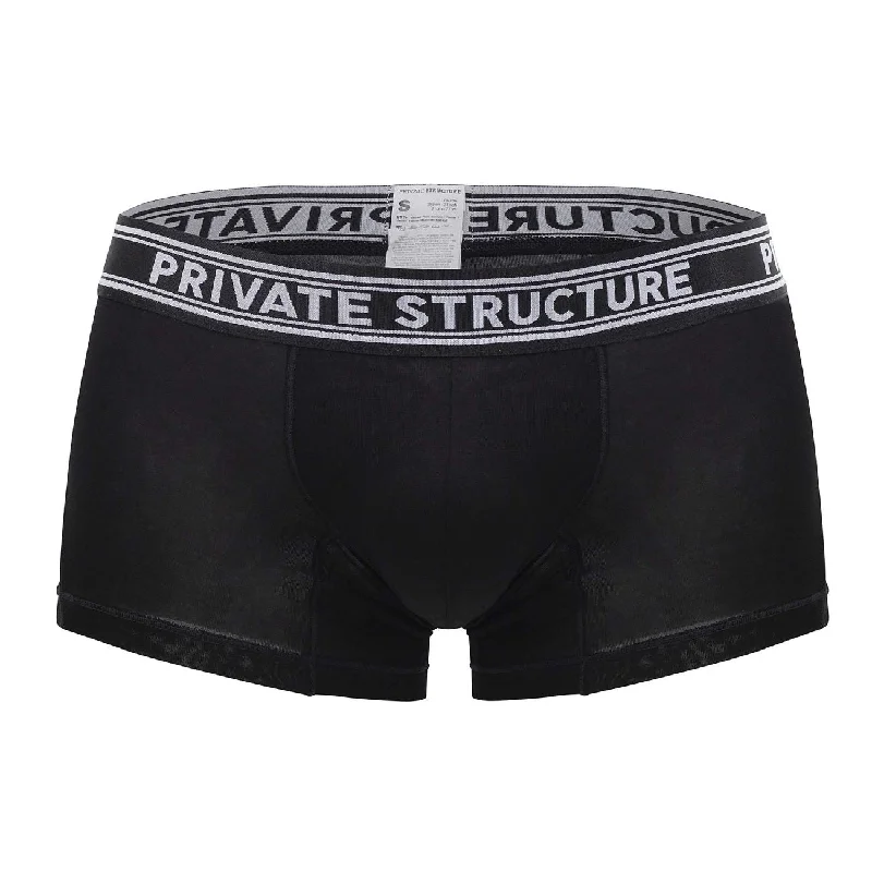 Private Structure PBUT4379 Bamboo Mid Waist Trunks Color Raven Black