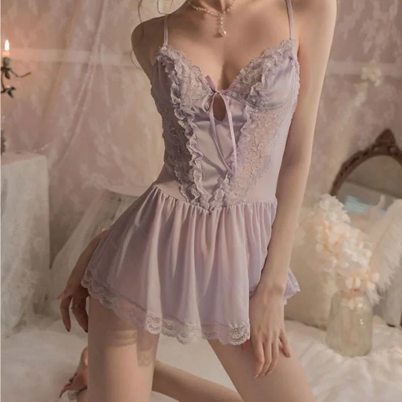 Summer 2022 light luxury lace sexy suspender nightdress