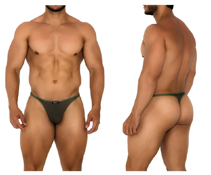 Xtremen 91189 Tulle Mesh Thongs Color Green