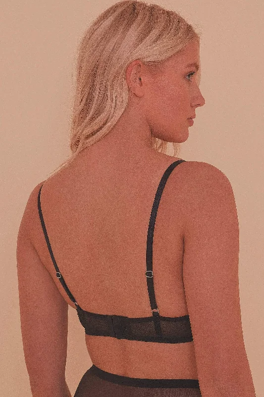 Ava Black strappy ring detail 1/4 cup bra A - D