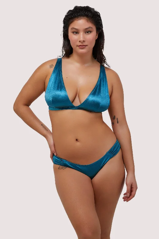 Blue Shine Non Wired Plunge Bikini Top Fuller Bust Exclusive