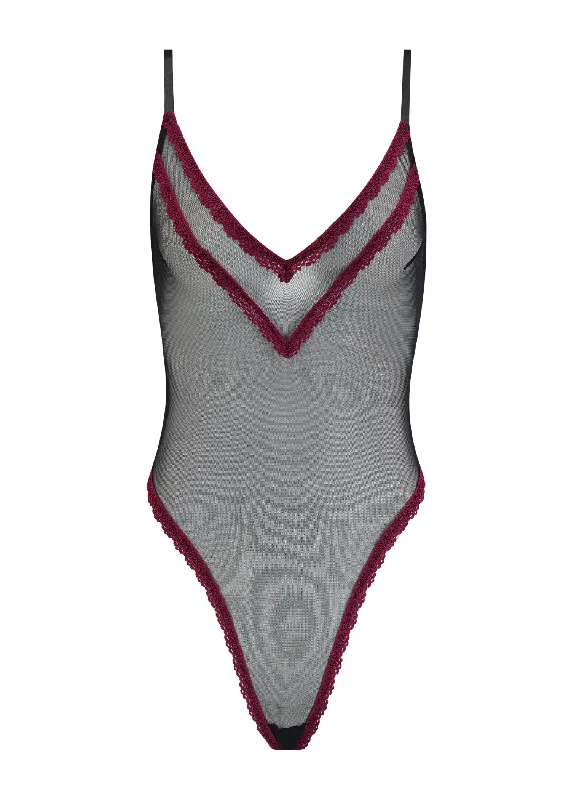 Maya Bodysuit (Black/Burgundy)