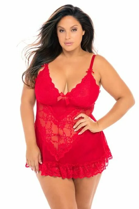 Eliana Soft Chemise Red Curvy