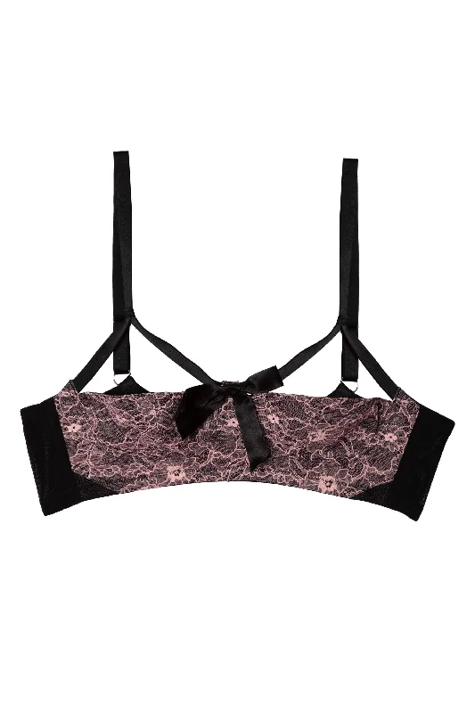 Elsie Pink Lace Quarter Cup Bra