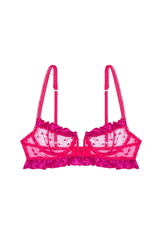 FRAMBOISE Underwire Bra with Frills and Silk