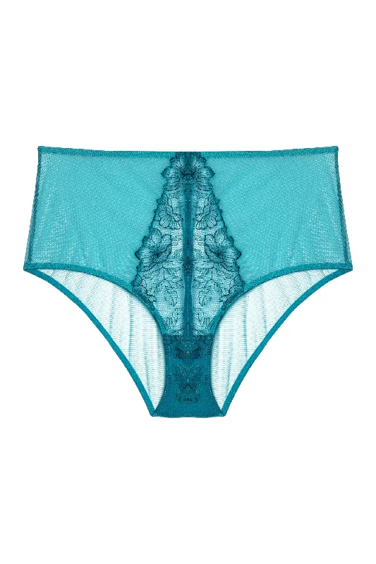 Marsha Teal Embroidery High Waisted Brief