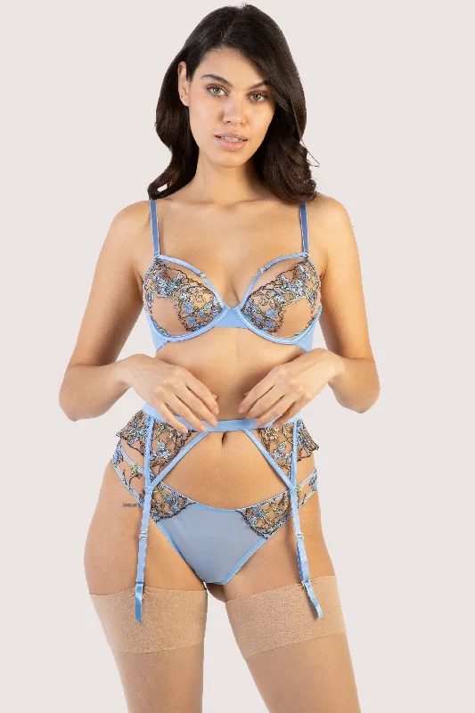 Mayla Blue Floral Embroidered Suspender