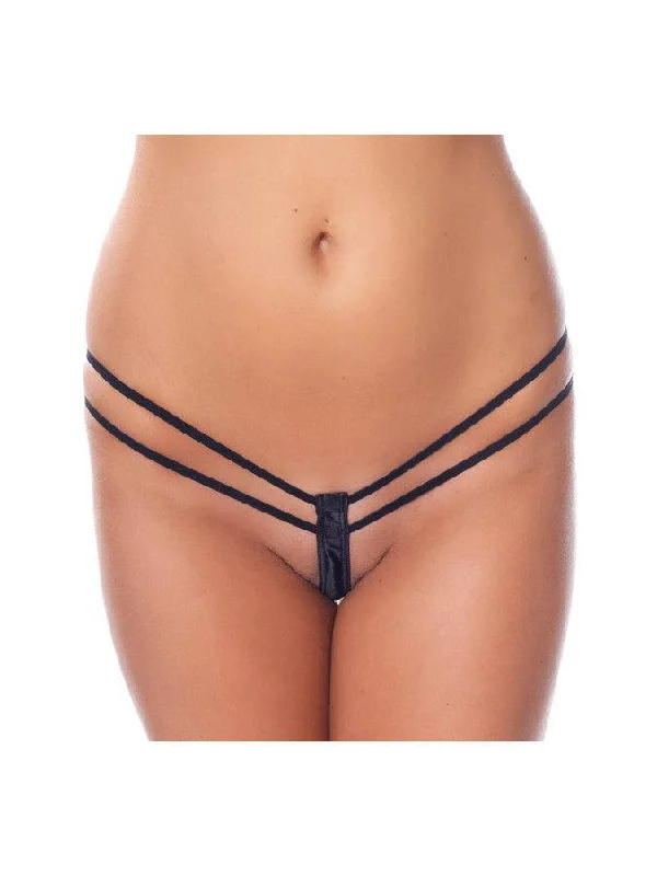 G-string Met dubbele bandjes - Zwart