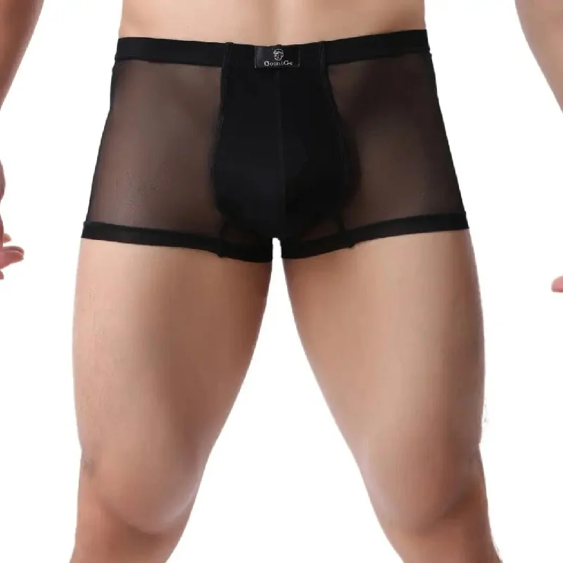 DomiGe Men Sexy Underwear Modal Sheer Mesh Boxers