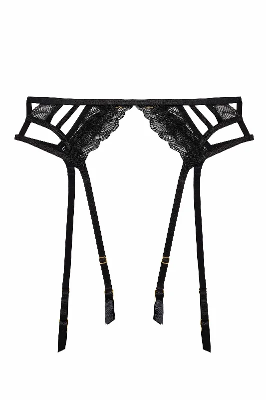 Hustler Tilly Black Caged Embroidery Suspender