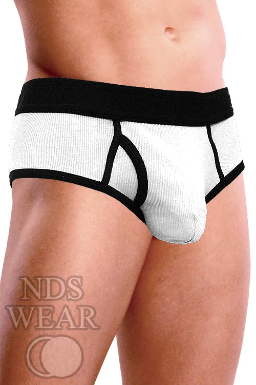 Mens Ribbed Pouch Brief - White and Black - BLOWOUT SALE!