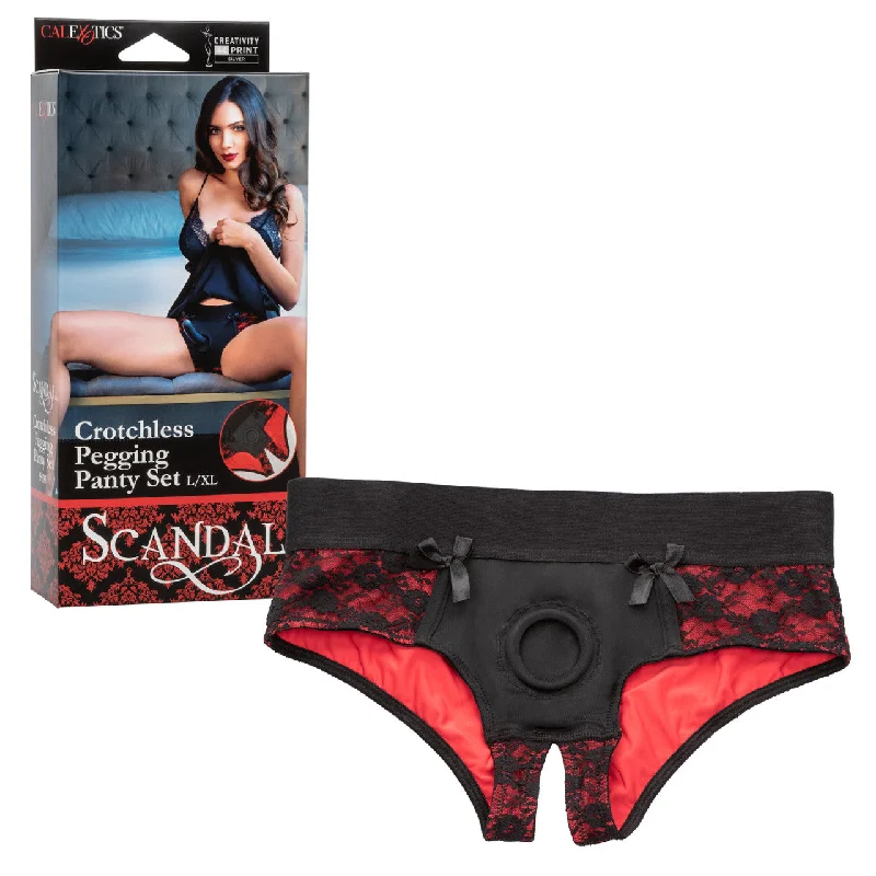 Scandal CROTCHLESS PEGGING PANTY SET includes DILDO Large / Extra Large