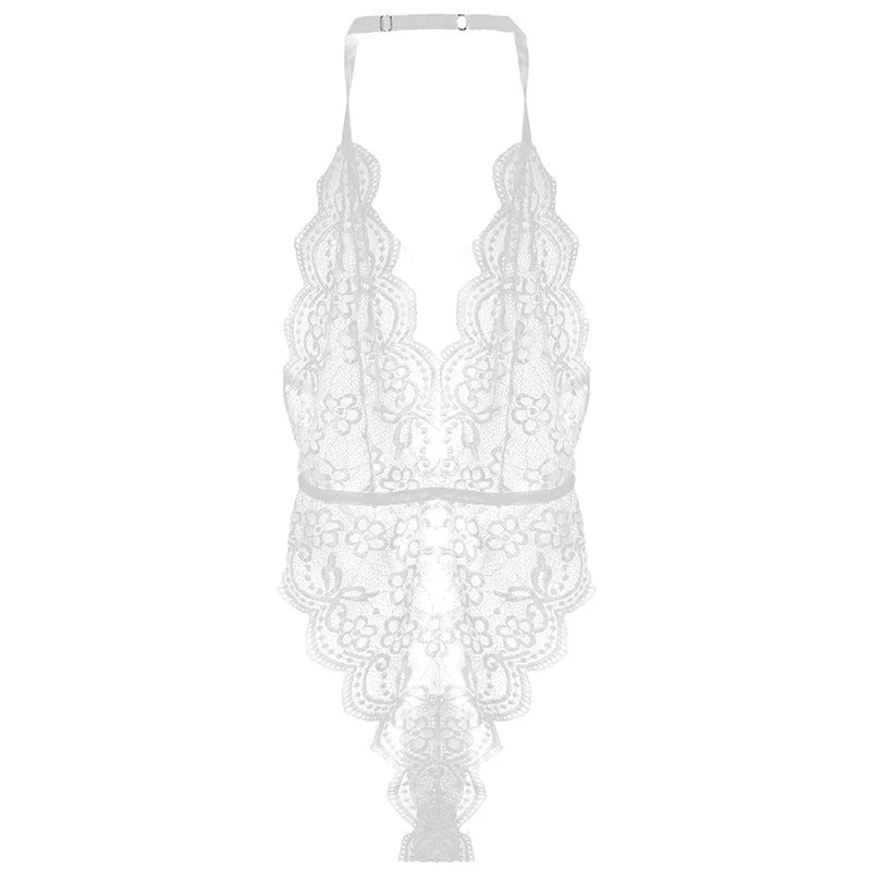 Sofyee  Sexy Deep V Slim Lace Outer Wear Bodysuit