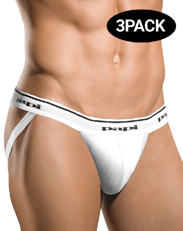 Papi 705910w-100 3pk 1x1 Rib Jockstrap White