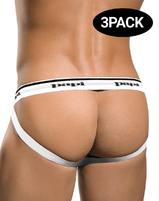 Papi 705910w-100 3pk 1x1 Rib Jockstrap White