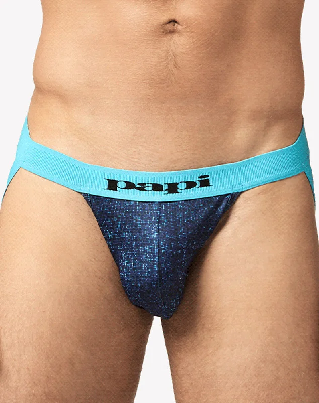 Papi Umpa051 Fashion Microflex Brazilian Jockstrap Blue Pixel Print