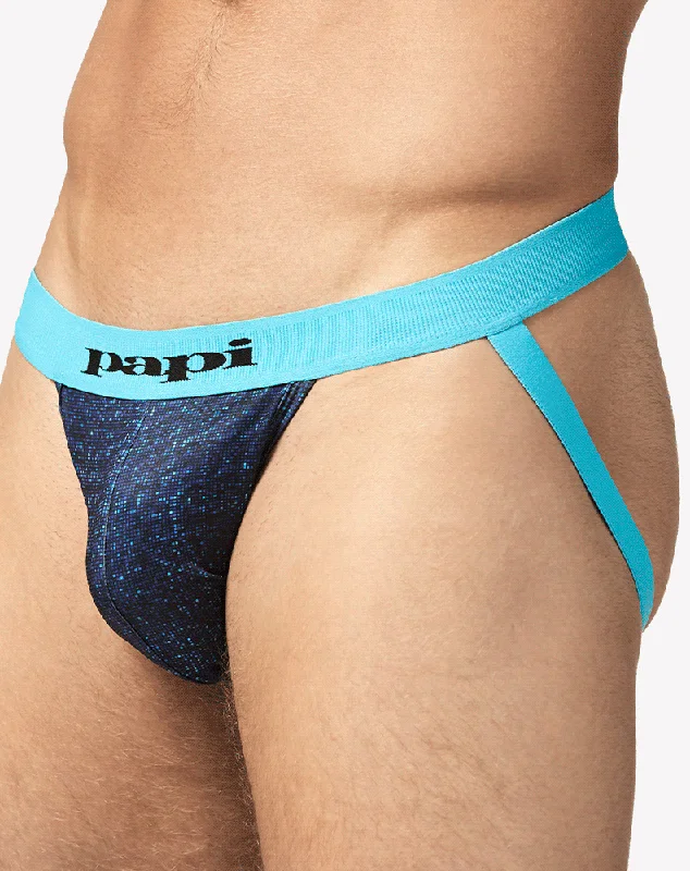 Papi Umpa051 Fashion Microflex Brazilian Jockstrap Blue Pixel Print