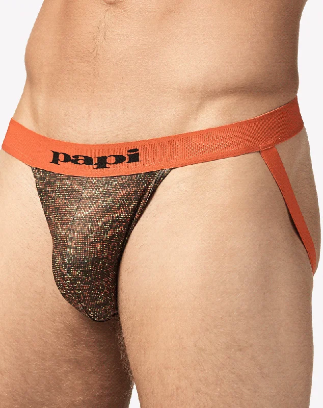 Papi Umpa051 Fashion Microflex Brazilian Jockstrap Orange Pixel Print