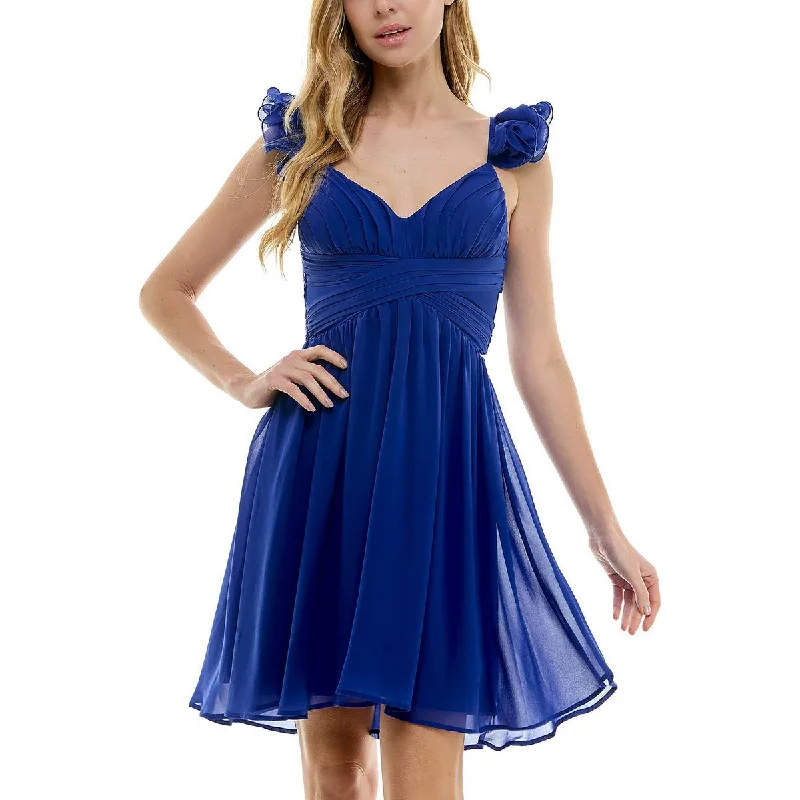 City Studio Womens Juniors Ruffled Mini Cocktail And Party Dress Tunics Floral girly City Studio Womens Juniors Ruffled Mini Cocktail And Party Dress Tunics Floral girly