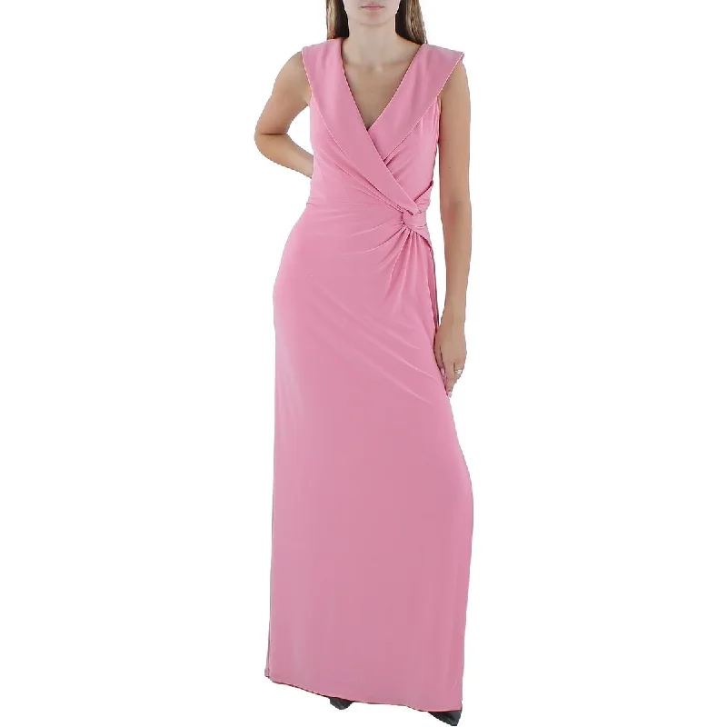 Lauren Ralph Lauren Womens Solid  Evening Dress Crew Neckline Sporty