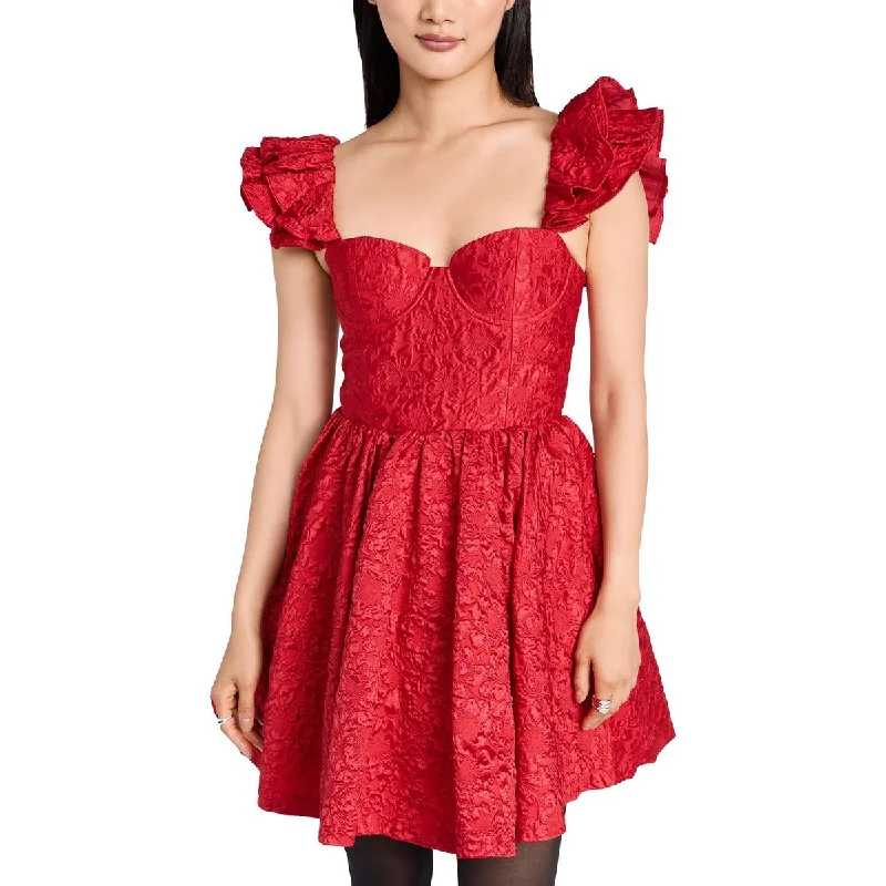 Alice and Olivia Womens Bina Silk Blend Mini Cocktail And Party Dress