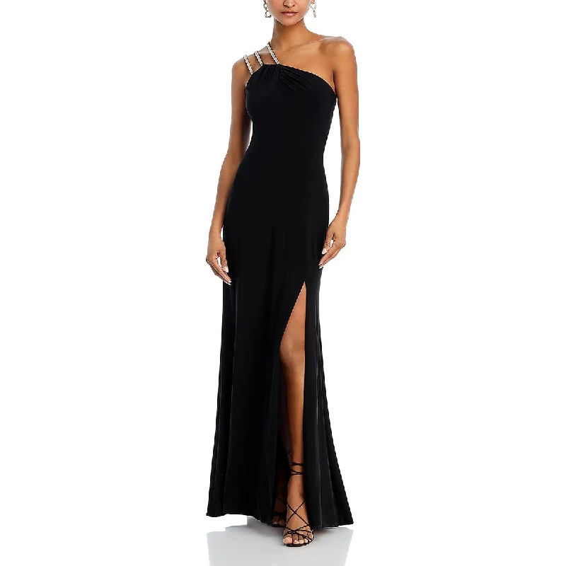 Aqua Womens Jersey Halter Evening Dress