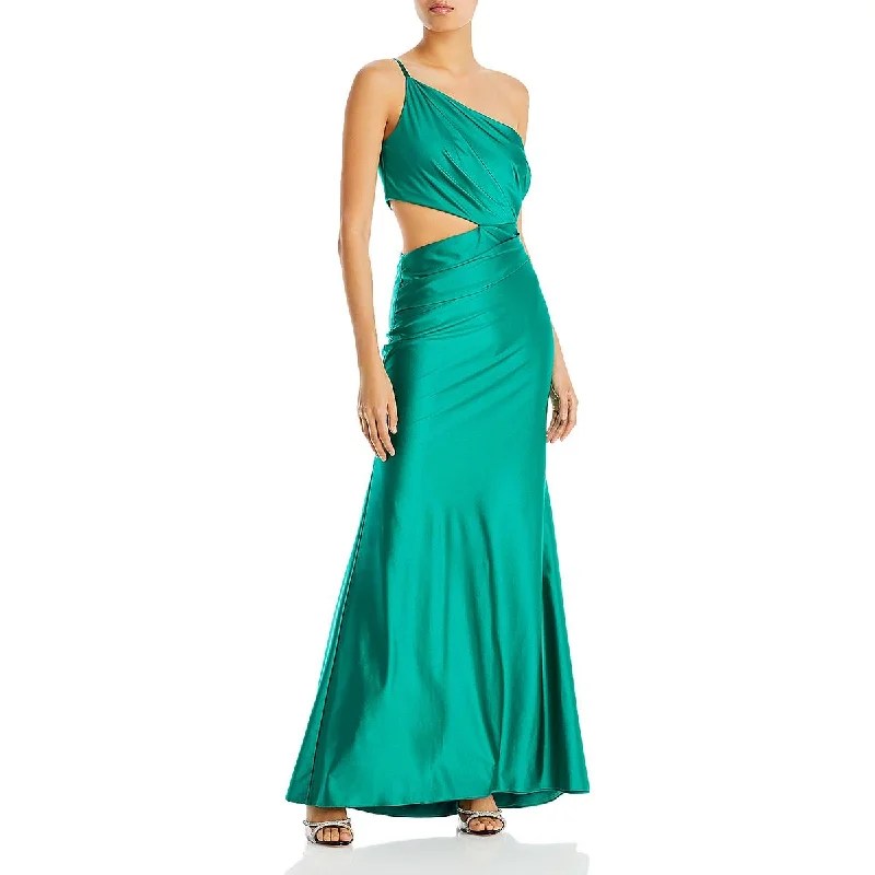 Aqua Womens Satin Side Cut Evening Dress