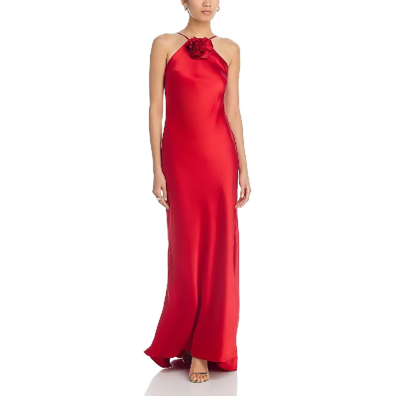 Aqua Womens Satin Sleeveless Evening Dress