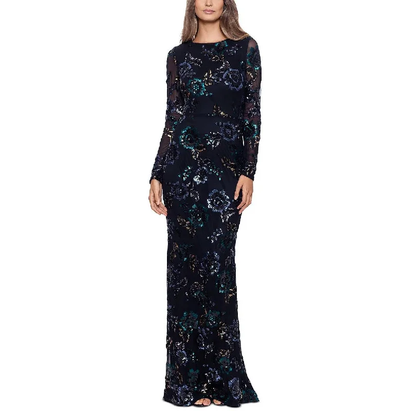 Betsy & Adam Womens Floral Maxi Evening Dress