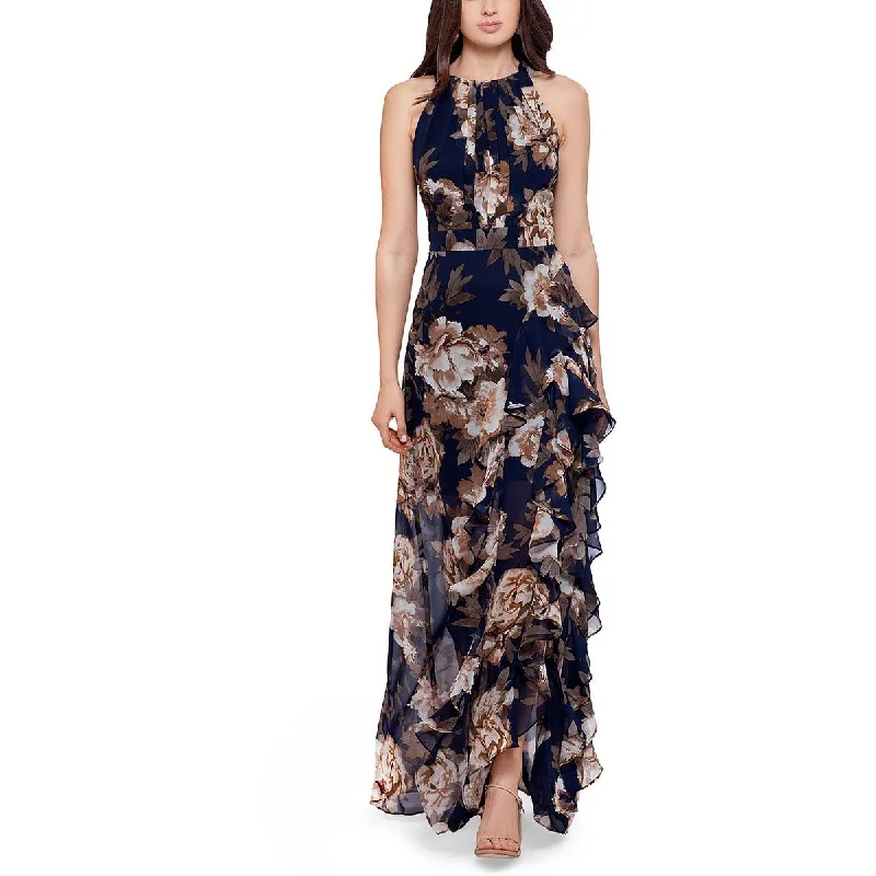 Betsy & Adam Womens Floral Print Evening Dress