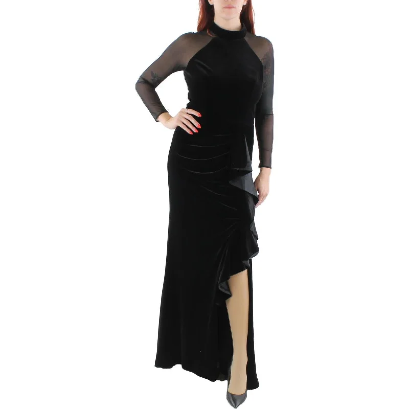 Betsy & Adam Womens Velvet Maxi Evening Dress