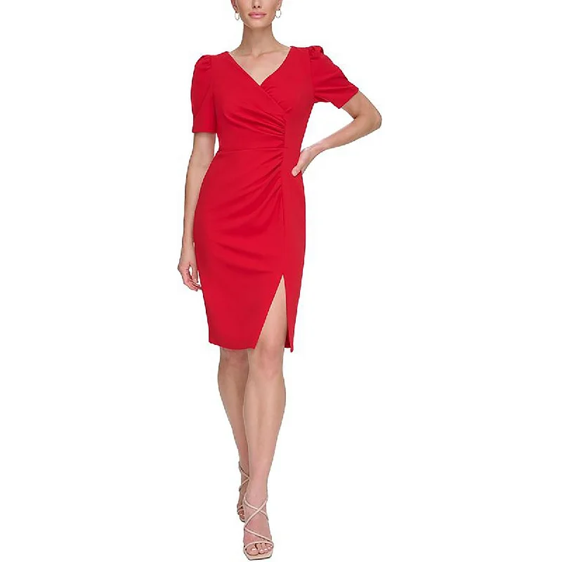 DKNY Womens Ruched Midi Cocktail And Party Dress