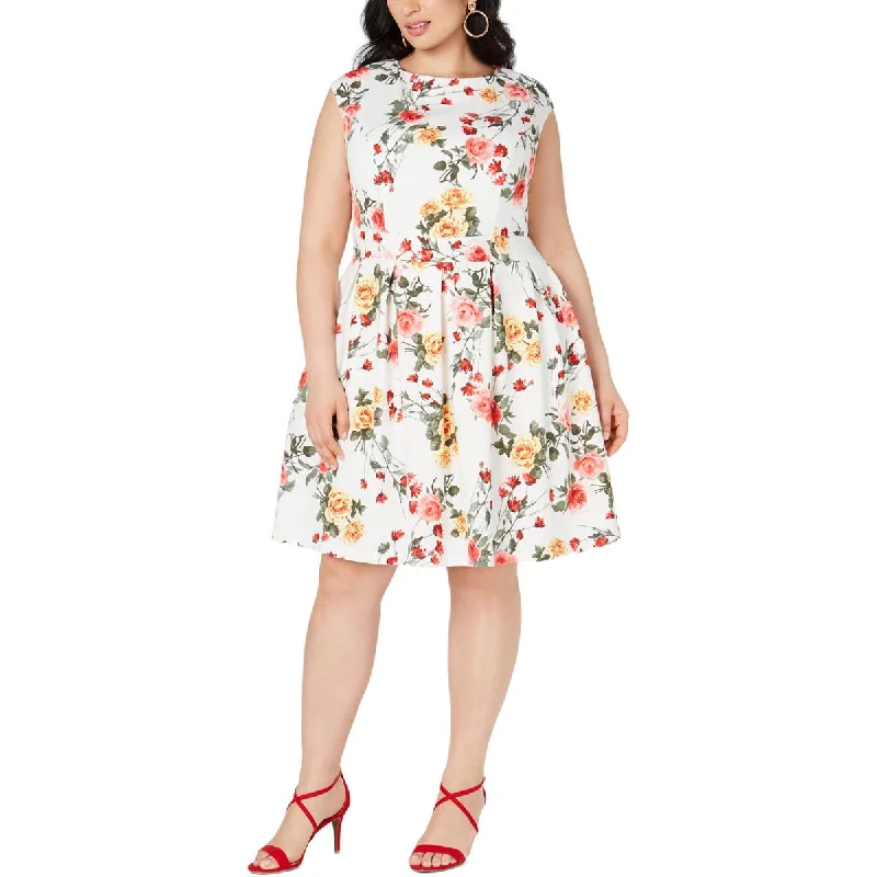 Emerald Sundae Womens Plus Floral Fit & Flare Party Dress