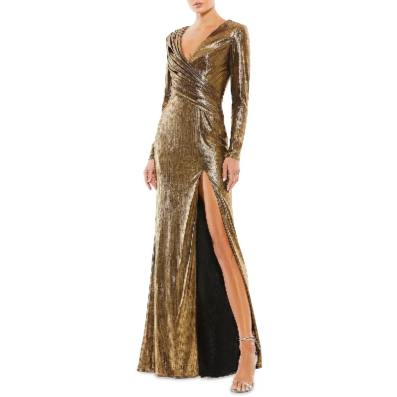 Ieena for Mac Duggal Womens Shimmer Long Evening Dress