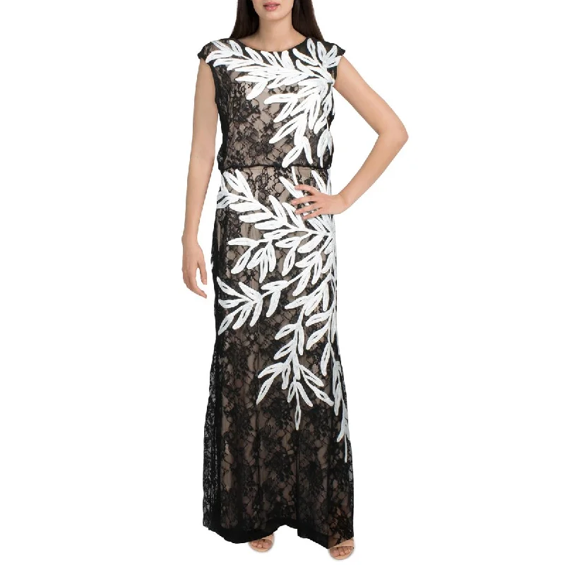 JS Collections Womens Lace Soutache Evening Dress