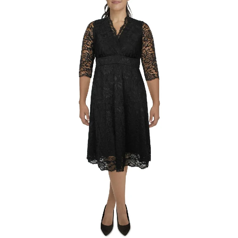 Kiyonna Womens Plus Lace Midi Cocktail And Party Dress