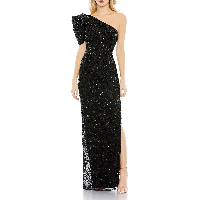 Mac Duggal Womens Embellished One Shoulder Evening Dress