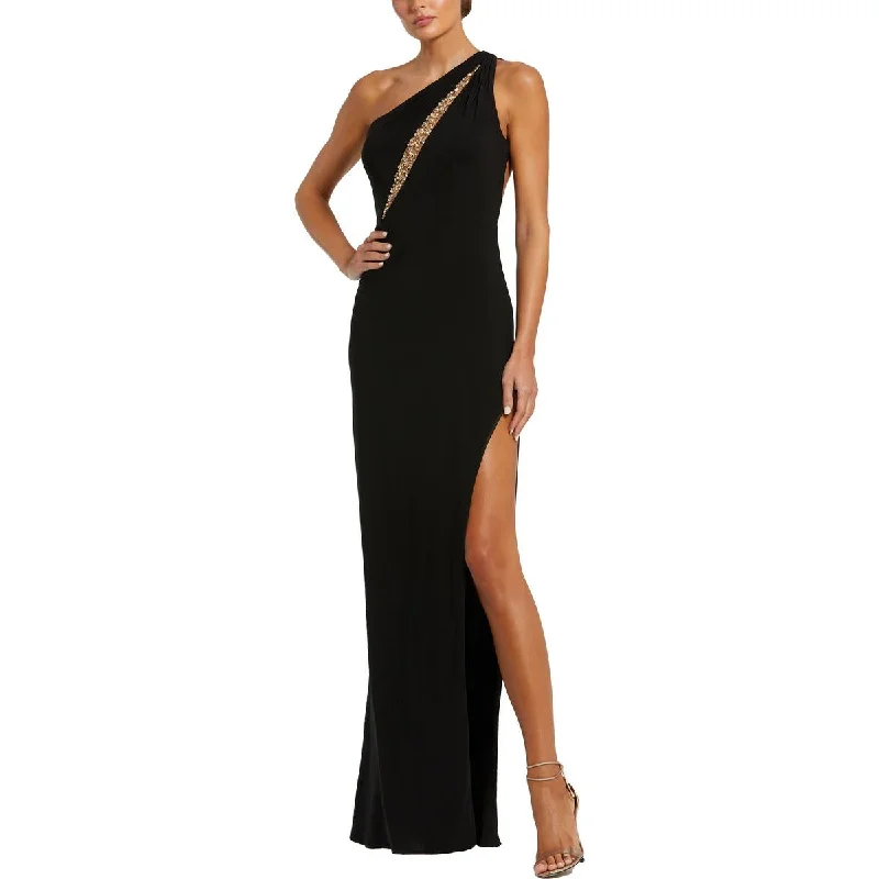 Mac Duggal Womens Illusion One Shoulder Evening Dress