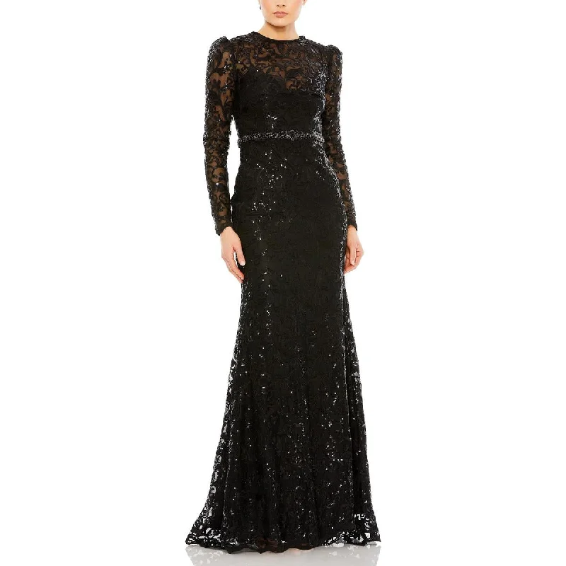 Mac Duggal Womens Lace Embellished Evening Dress