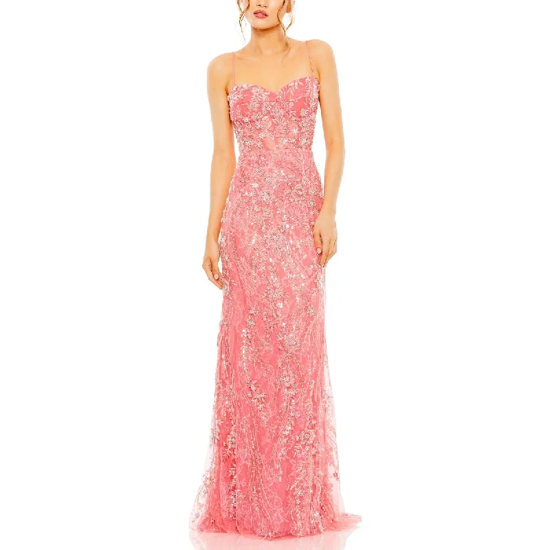 Mac Duggal Womens Lace Embellished Evening Dress