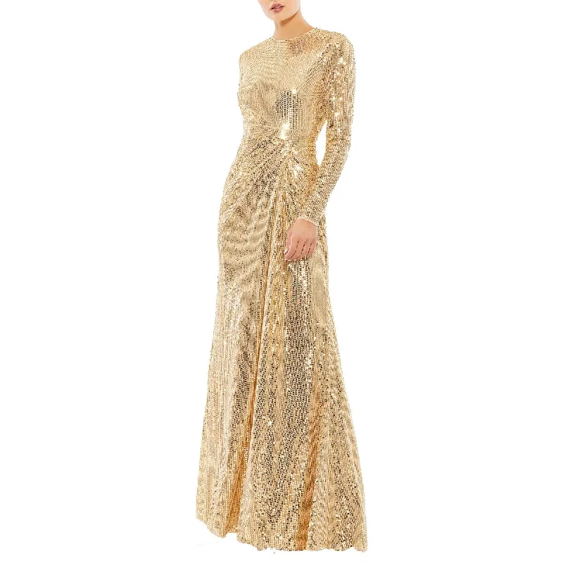 Mac Duggal Womens Sequined Long Evening Dress