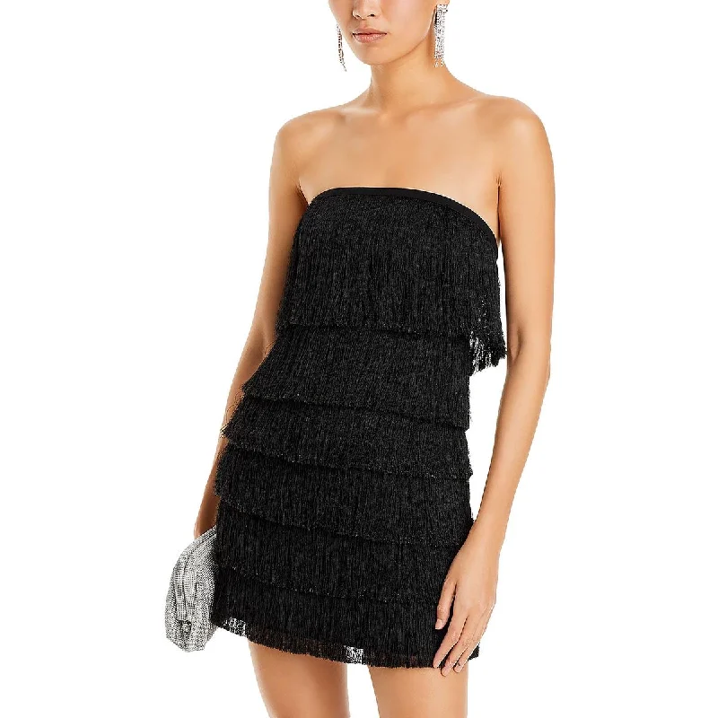 Milly Womens Fringe Mini Cocktail And Party Dress