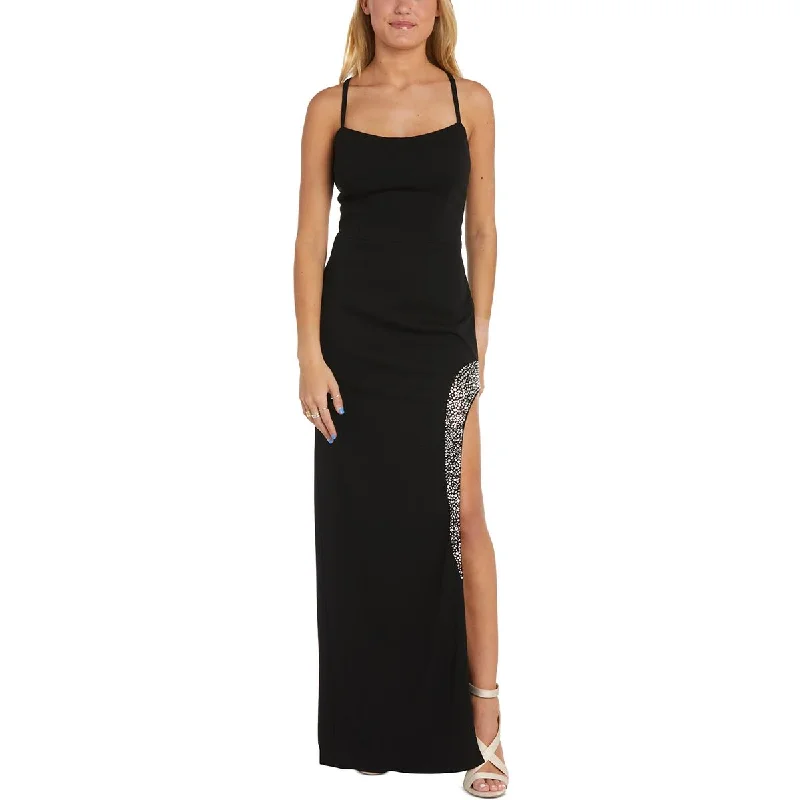 R&M Richards Womens Embellished Maxi Evening Dress