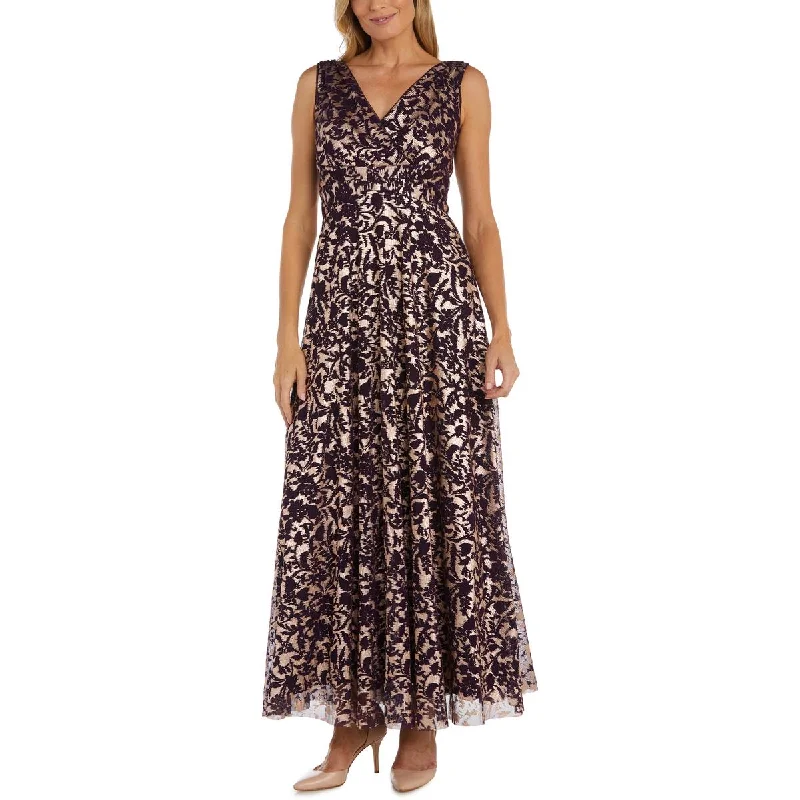 R&M Richards Womens Maxi Pleated Evening Dress